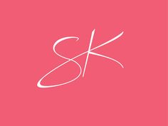 the letter k is made up of white lines on a pink background, and it appears to be in cursive font