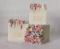 two soap bars made out of handmade soap