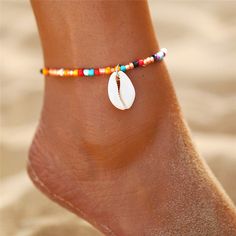 Leg Bracelet, Bracelet Ocean, Anklets For Women, Beaded Jewels, Beaded Anklets, Foot Jewelry, Ankle Bracelet, Shell Jewelry, Beaded Jewelry Diy