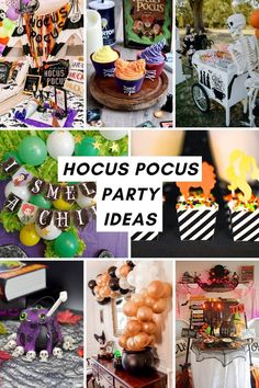 a collage of halloween themed party decorations