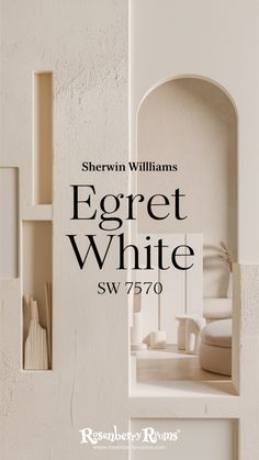 the front cover of a book with an arch in it and white walls behind it