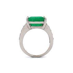 6.78 Carat Green Emerald & Diamond Statement Ring in 14K White Gold - Etsy Cambodia Luxury Gia Certified Emerald Cut Gemstones, Luxury 14k White Gold Green Diamond Ring, Luxury Green Diamond Ring In 14k White Gold, Platinum Emerald Ring In White Gold, Luxury Emerald-cut Sapphire Ring With 17 Jewels, Luxury Gia Certified Emerald Ring In 14k White Gold, Gia Certified Emerald White Gold Ring, Platinum Baguette Cut Gemstone Ring, Gia Certified White Gold Emerald Ring