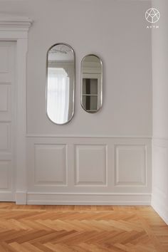 Round mirror with silver frame