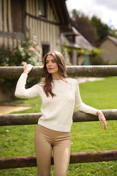 This cable knit sweater is knit from 100% extrafine merino wool, offering a soft and luxuriously warm feel. It features long sleeves, a round neckline, and an embroidered Gaâla logo. The model measures 173 cm and is wearing a size XS. Money Aesthetic, Old Money Aesthetic, Cable Knit Sweater, Feel It, Elegant Outfit, Old Money, Cable Knit, Round Neckline, Knit Sweater