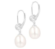 A cubic zirconia Diamonique simulated diamond and a cultured freshwater pearl team up together to create these earrings that offer understated elegance and classic beauty. From Honora. Classic Beauty, Cultured Pearls, Cubic Zirconia, Freshwater Pearls, Pearl Earrings, Yellow Gold, Jewelry Earrings, Silver, Gold