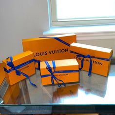 Authentic Louis Vuitton Boxes All Boxes Brand New In Perfect Conditions Come With Their Original Blue Ribbons And The Sunglass Box Comes With Its Book. Measurements: Lxwxh Large Box 11 3/4 X 6 1/2 X 1 3/4 Medium 8 1/4 X 5 1/2 X 1 3/4 Small Box 5 7/8 X 5 X 1 3/4 Sunglasses Box 7 X 3 5/8 X 2 7/8 Louis Vuitton Birthday Party Favors, Louis Vuitton Boxes, Gucci Gift Boxes Men, Louis Vuitton Luggage Tag, Louis Vuitton Key Holder, Louis Vuitton Key Pouch, Louis Vuitton Pouch, Sunglasses Box, Louis Vuitton Luggage