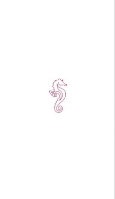 a red line drawing of a sea horse