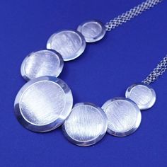 16+2", vintage Sterling silver necklace, 925 circle chain with textured disc, stamped 925 A Silver Round Coin Necklace, Handmade Silver Round Coin Necklace, Nickel Free Silver Chain Necklace, Handmade Silver Coin Necklace, Textured Silver Metal Jewelry, Silver Sterling Coin Necklace With Round Disc, Hammered Silver Coin Necklace In Sterling Silver, Silver Hammered Coin Necklace, Silver Hammered Round Coin Necklace