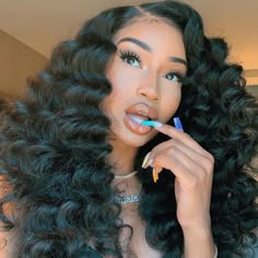 Hair Colorful, Wand Hairstyles, Curling Hair With Wand, Glueless Wigs, Curly Human Hair Wig, Hair Laid, Sisterlocks, Scene Hair, Lace Hair