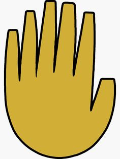 a drawing of a yellow hand on a white background