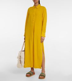 Linen shirt dress in yellow - Chloe | Mytheresa Chloe Clothing, Linen Shirt Dress, Style Maxi Dress, Yellow Dress, Linen Shirt, Designing Women, Clothing And Shoes, Chloe, Color Design