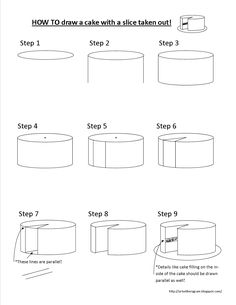 how to draw a cake with a slice taken out