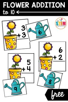 flower addition to 10 with pictures and numbers