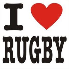 i love rugby sticker with the word'i love rugby'in black and red