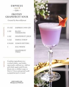 an advertisement for a grapefruit sour cocktail