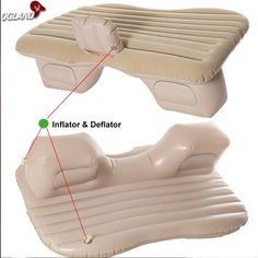 an inflatable and deflator seat is shown with the diagram below it