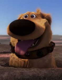 an animated dog is sitting in the desert