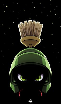 a cartoon character with a hair brush on his head, staring at the stars in the sky