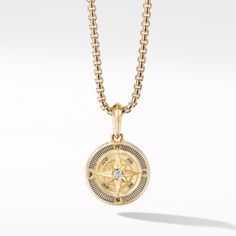 A tribute to the spirit of the sea, these designs reimagine the nautical equipment that has guided sailors for centuries as modern symbols of adventure. 18-karat Yellow Gold Diamond, .07 total carat weight Amulet, 30mm Please note: amulet only; chain sold separately Style Number: D15885M88ADI Luxury Compass Design Medallion Jewelry, Luxury Compass Medallion Jewelry, Luxury Compass Design Pendant Jewelry, Travel Yellow Gold Jewelry With Compass Design, Luxury Yellow Gold Jewelry For Travel, David Yurman Necklace, Black Men Fashion Urban, David Yurman Mens, Compass Pendant