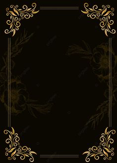 a black and gold frame with flowers on the edges, in an ornate design pattern