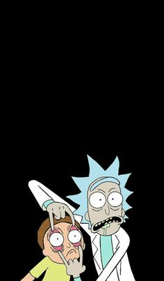 rick and mort in the dark with one holding his head to another's ear