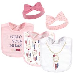 Little Treasure bibs and headband set are an adorable accessory set for fashionable matching bibs and headbands and a great baby shower gift. Each set features three bibs and two headbands with coordinating fun, stylish prints. Our accessory set is a great baby shower gift. Little Treasure Baby Girl Cotton Bib and Headband Set 5pk, Candy Cane Cutie is a great baby essentials set for your little one. Candy Cane Cutie, Essentials Set, Girls Bib, Cotton Headband, Soft Headbands, Hudson Baby, Burp Cloth Set