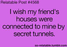 the text reads, i wish my friend's houses were connected to mine by secret tunnels