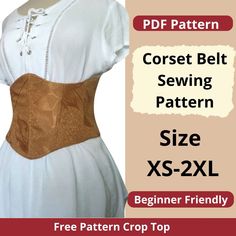 a woman's corset belt sewing pattern with the text, size xs - 2xl