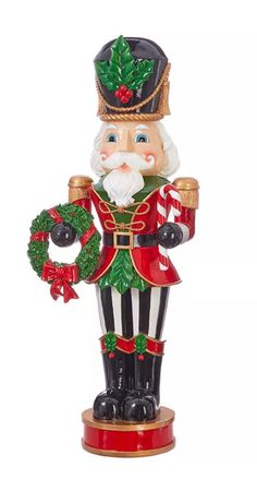 44”x18”x12” standing nutcracker please allow 3-4 weeks for shipping Porch Nutcracker, Painted Nutcracker, Mark Roberts Christmas, Nutcracker Figures, Nutcracker Decor, Christmas Reindeer Decorations, Santa Plate, Classic Christmas Decorations, Christmas Eve Gift