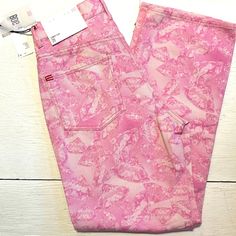 Cropped Pink Rose Pattern. Really Pretty, Flattering. Cropped, Model Pic Is Blurry But Gives You An Idea Of Length And Fit. New With Tags. I Bought 2 Sizes And Am Keeping The Larger Pair. Size 28, Inseam 27 As Shown In Pics. Cowboy Jeans, Cropped Pink, Orange Jeans, Urban Outfitters Jeans, Bdg Jeans, Cropped Flare Jeans, Patched Jeans, Cut Off Jeans, Black Denim Jeans