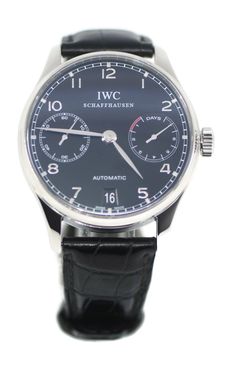 IWC PORTUGUESE 7 DAY STAINLESS STEEL WATCH REF:5001 CASE:42MM SKU:9-23/3 RECENT COMPLETE IWC SERVICE 100% AUTHENTIC WITH BOX AND PAPERS Designer Automatic Watch For Formal Occasions, Designer Formal Watches With Subdials, Designer Watch With Date Indicator And Round Dial, Designer Formal Watches With Chronometer, Designer Chronometer Watch For Formal Occasions, Timeless Formal Chronograph Watch With Polished Finish, Timeless Chronograph Watch With Polished Finish For Formal Occasions, Designer Watches With Polished Finish, Designer Watches With Polished Finish And Round Dial