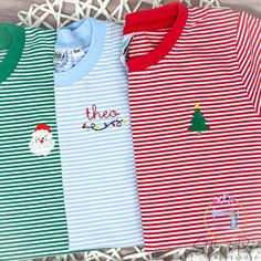 Now available in Long Sleeve until sold out.   SS =Short Sleeve LS= Long Sleeves *please note I use two different brands of stripe shirts the color and sizing is exact however the tag may be Jellybeans or Bayou Blanks.  Boys Christmas Mini and Monogram Shirt/Monogram Santa, Christmas Tree Shirt/Personalized/Mini Reindeer Shirt/Youth Embroidered Stripe Shirt Stripe shirts are 95% cotton 5% Spandax Solid shirts are 100% Shirts are True to size Please note that colors may vary slightly due to lighting and/or your computer monitor settings. I do my best to provide an accurate representation of colors. To order: Select Shirt Color Select Size In the personalization box add the mini you want the name to be added and the color thread for the name.  *Wash inside out on cold gentle cycle and hang t Embroidered Christmas Holiday Tops, White Tops With Custom Embroidery For Christmas, Gift Red Embroidered Top, Red Embroidered Holiday Tops, Red Embroidered Tops Gift, Red Embroidered Top For Gift, Red Embroidered Tops As Gift, Holiday Cotton Top With Embroidery, Holiday Cotton Embroidered Tops