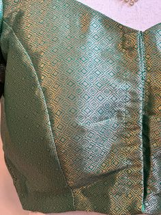 Green brocade blouse size 38-42 Green Brocade Saree For Diwali, Semi-stitched Green Brocade Blouse Piece, Green Brocade Unstitched Blouse Piece, Gold Semi-stitched Brocade Blouse Piece, Green Brocade Saree With Pallu Detail, Brocade Blouses, Goddess Dress, Fancy Sarees, American Diamond