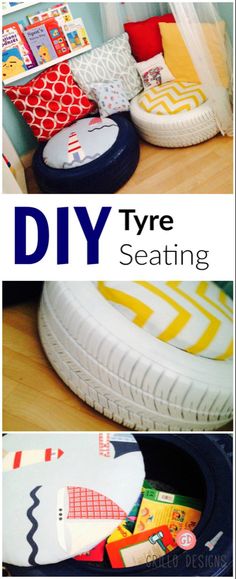 there are two pictures with different types of shoes in them and the words diy tyre seating