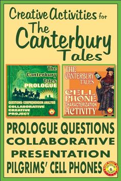 the cover of creative activities for the canterbury tales, with text and pictures