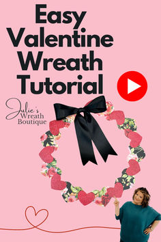 Valentine's Day is right around the corner! If you are looking for a cute little accent for your Valentine decor, be sure to watch this tutorial. Julie will show you step by step how to create this wreath quickly and for very little money. By picking your favorite scrapbook paper and ribbon for your bow, the possibilities are endless. Grab a few supplies and you will be done in no time at all.
#valentinesday #easyDIY #valentinewreath #julieswreathboutique #youtubetutorial Valentine Wreath Tutorial, Easy Wreath, Valentines Inspiration, Winter Wreaths, Valentine Decor