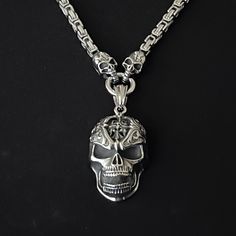 This skull emperor pendant necklace, with a powerful sense of mystery and power, is a great accessory for your meditation and body protection, and it will give you great courage and strength to face all the challenges of the unknown. 2.64 inch pendant + 28.34 inch necklace. Gothic Stainless Steel Clavicle Chain Necklace, Skull Print Metal Jewelry For Streetwear, Punk Style Stainless Steel Clavicle Chain Jewelry, Punk Stainless Steel Clavicle Chain Jewelry, Punk Metal Necklace With Skull Print, Punk Style Metal Necklace With Skull Print, Punk Stainless Steel Clavicle Chain Necklace, Gothic Stainless Steel Pendant Necklace, Punk Stainless Steel Pendant Jewelry