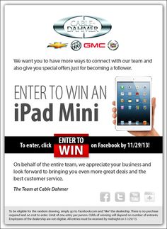 an advertisement for the ipad mini contest