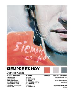 a poster with the names of different people in spanish and english, as well as an image of a man's face