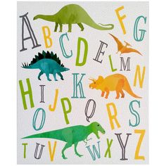 an alphabet with dinosaurs and letters on it