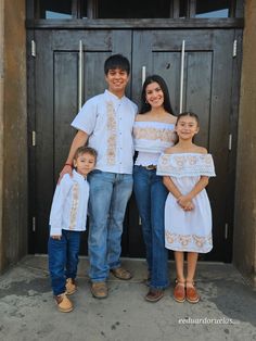 Each product is sold separately. Shirts for boys and dresses for girls are located in our SHOP KIDS section Family Barbecue Outfit, Guayabera Outfit, Barbecue Outfit, Mexican Outfits, Matching Outfits For Couples, Outfits For Couples, Family Holiday Pictures, Mexican Wedding Dress, Mexican Shirts