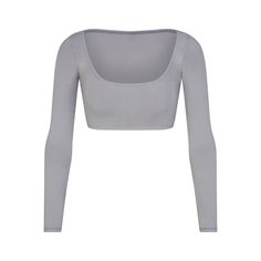 COTTON JERSEY SUPER CROPPED LONG SLEEVE | PACIFIC Super Cropped Long Sleeve Top, Crop Tops With Sleeves, Skims Outfit, Crop Top With Sleeves, Tshirt Crop Top, Coquette Nails, Adam Cole, Cropped Long Sleeve Top, Cotton Jersey Fabric