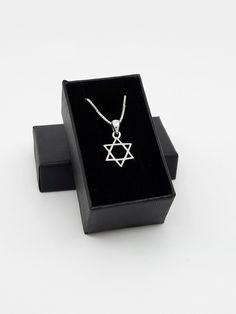 Dainty Star of David necklace small size star pendant great for boys and girls, gift for mom made from 925 sterling silver White Gold Star Of David Jewelry For Gift, White Gold Star Of David Jewelry Gift, Silver Star Of David Necklace For Gift, Silver Star Of David Charm Necklace For Gifting, Silver Star Of David Charm Necklace For Gift, Silver Star Of David Charm Necklace As Gift, Sterling Silver Star Of David Jewelry Gift, Star Of David Necklace For Hanukkah Gift, Sterling Silver Jewelry For Hanukkah Gifts