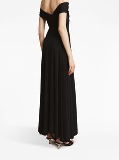 KHAITE Bruna off-shoulder Dress - Farfetch Khaite Off Shoulder Top, Net A Porter Khaite, Black Stretch Off-shoulder Midi Dress, Luxury Black Off-shoulder Midi Dress, Khaite Black Dress, Black Off Shoulder, Calf Length Dress, Wedding Guest Looks, Yoko London