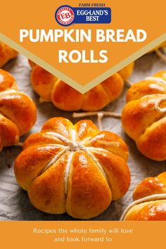 pumpkin bread rolls recipe with text overlay