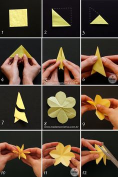 step by step instructions to make origami flowers