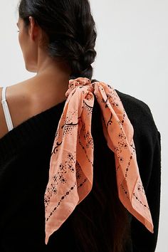 Bandana print scrunchie with handkerchief detailing. Features Bandana handkerchief scrunchie Bandana-print scrunchie Longline silhouette Content + Care Cotton Spot clean Imported | Bandana Handkerchief Scrunchie in Peach, Women's at Urban Outfitters Bandana Print, Long A Line, Scrunchies, Women's Accessories, Urban Outfitters, Sign Up