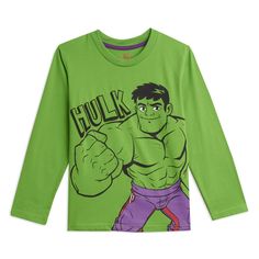 Get your child ready for the adventure of a lifetime with this Marvel Avengers Long Sleeve Graphic T-Shirt! Join S.H.I.E.L.D.’s Avengers Initiative to fight off evil villains like Hydra and Thanos and save the world with Captain America, Thor, Iron Man, the Incredible Hulk, Black Panther, Black Widow, Ant-Man, the Wasp, Falcon and Hawkeye. Your little hero will feel like they are one of the Avengers in this long sleeve graphic tee shirt featuring their favorite comic book superhero team. Avengers Hulk, Hulk Avengers, List Of Characters, Superhero Team, Evil Villains, The Incredible Hulk, Long Sleeve Graphic Tee, Green Tee, Red Tee