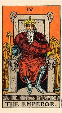 a tarot card with an image of the king of swords sitting in a chair