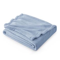 a blue blanket folded on top of each other